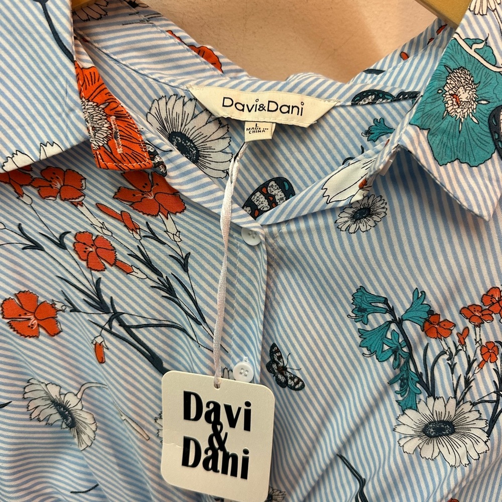 DAVI & DANI Striped Floral Knot Dress - Picture 2 of 3